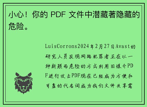 小心！你的 PDF 文件中潜藏著隐藏的危险。